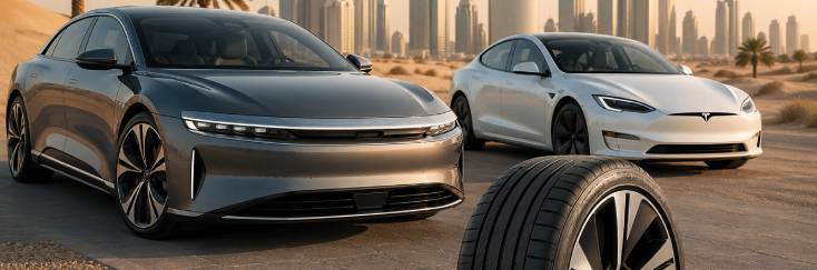 EV Tyres in KSA: Why Your New Lucid or Tesla Needs Special Rubber