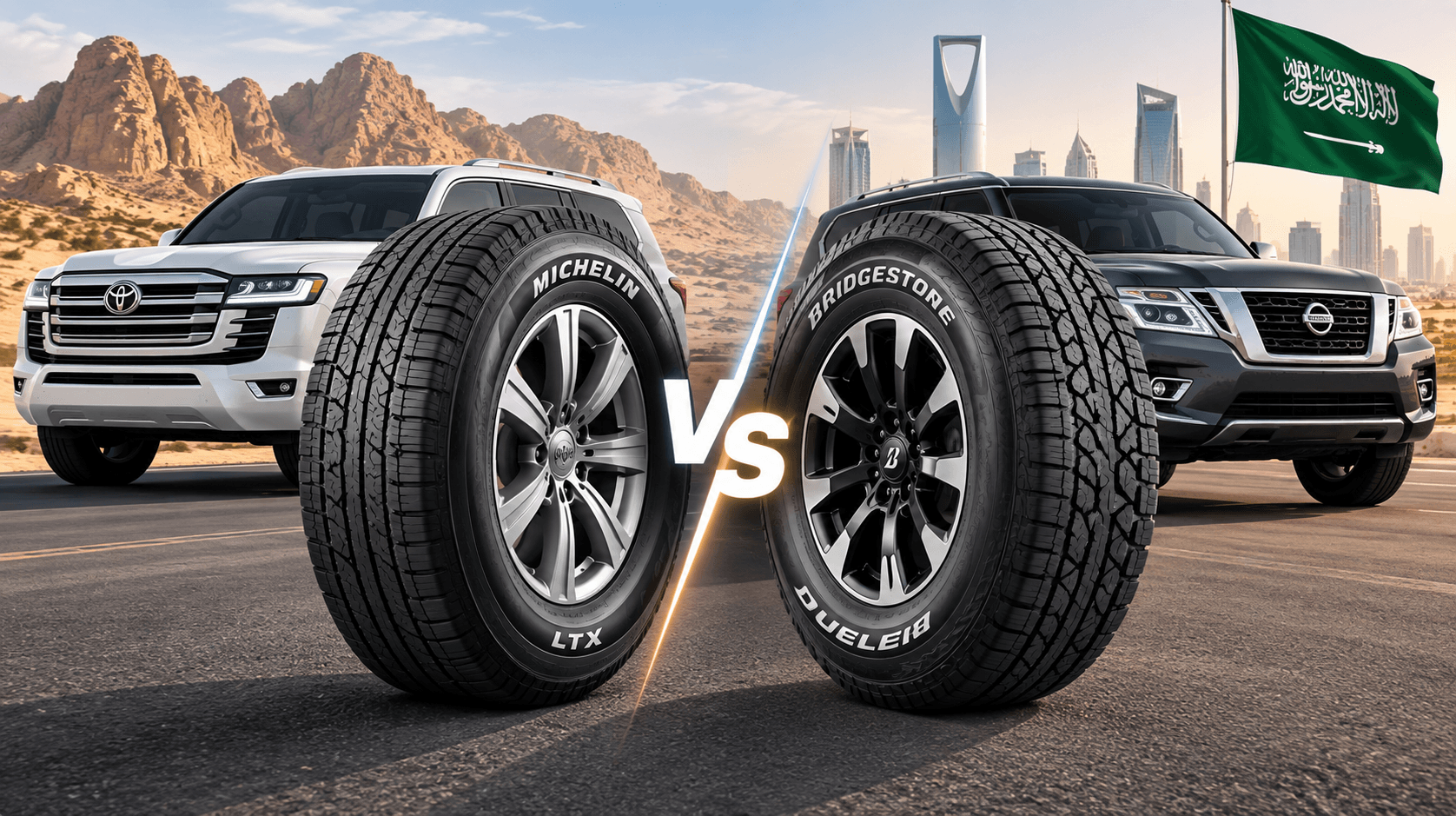 ميشلان LTX مقابل بريدجستون دويلر — أيهما أفضل لسيارات الدفع الرباعي في السعودية؟