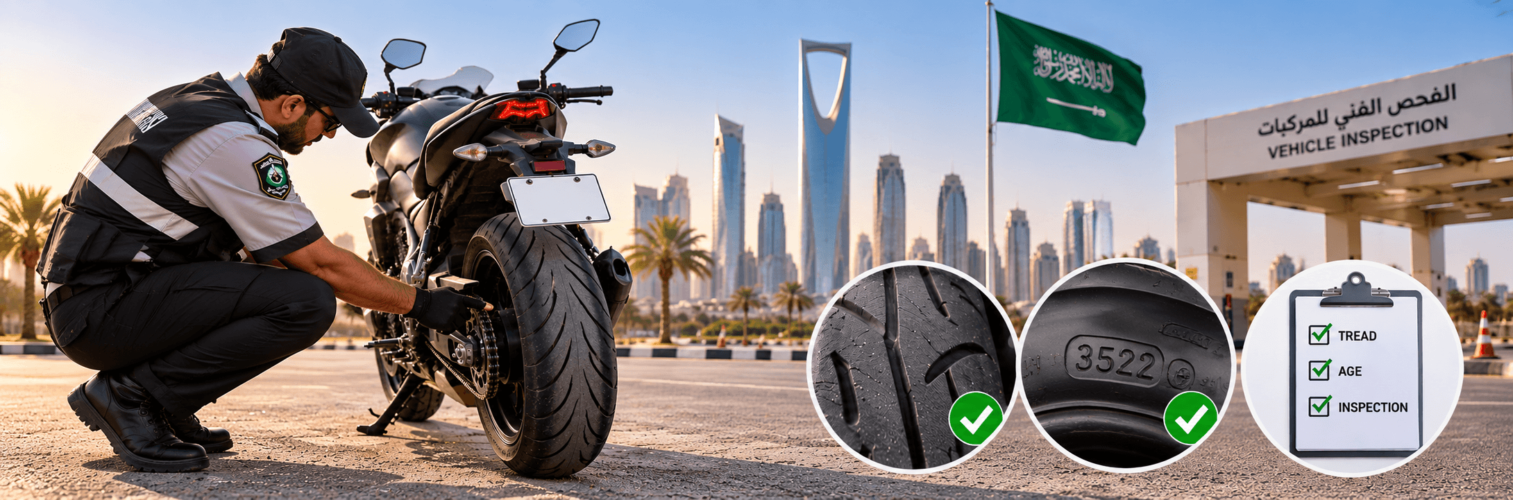 Motorcycle Tyre Rules In Saudi Arabia: Tread, Age And Inspection