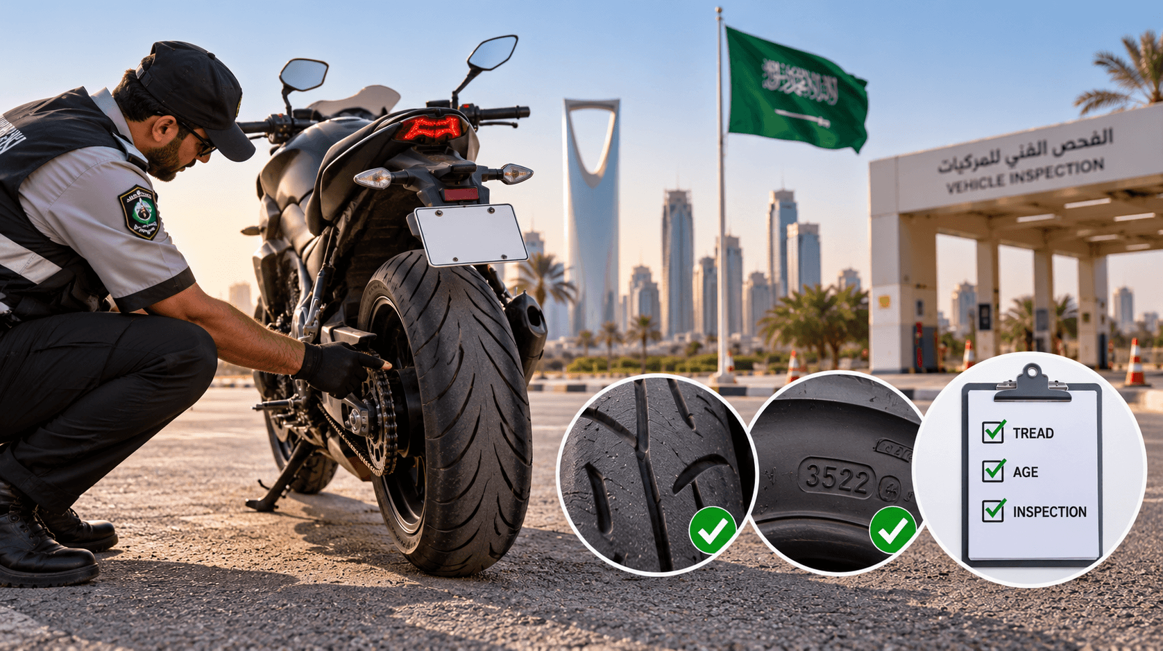 Motorcycle Tyre Rules In Saudi Arabia: Tread, Age And Inspection